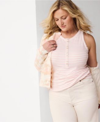 Women's Drapey Rib Fitted Henley Tank Top