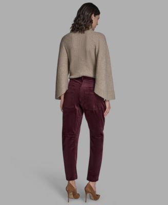 Women's Velvet Barrel Mid Rise Dropped Crotch Pants