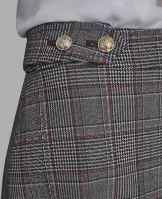 Women's Buttoned Plaid Mini Skirt