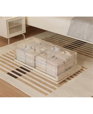 2PCS Plastic Under the Bed Storage Bins, Dustproof + Damp-Proof Under the Bed Storage, Under Crib Storage with 6 Pre-Installed Wheels