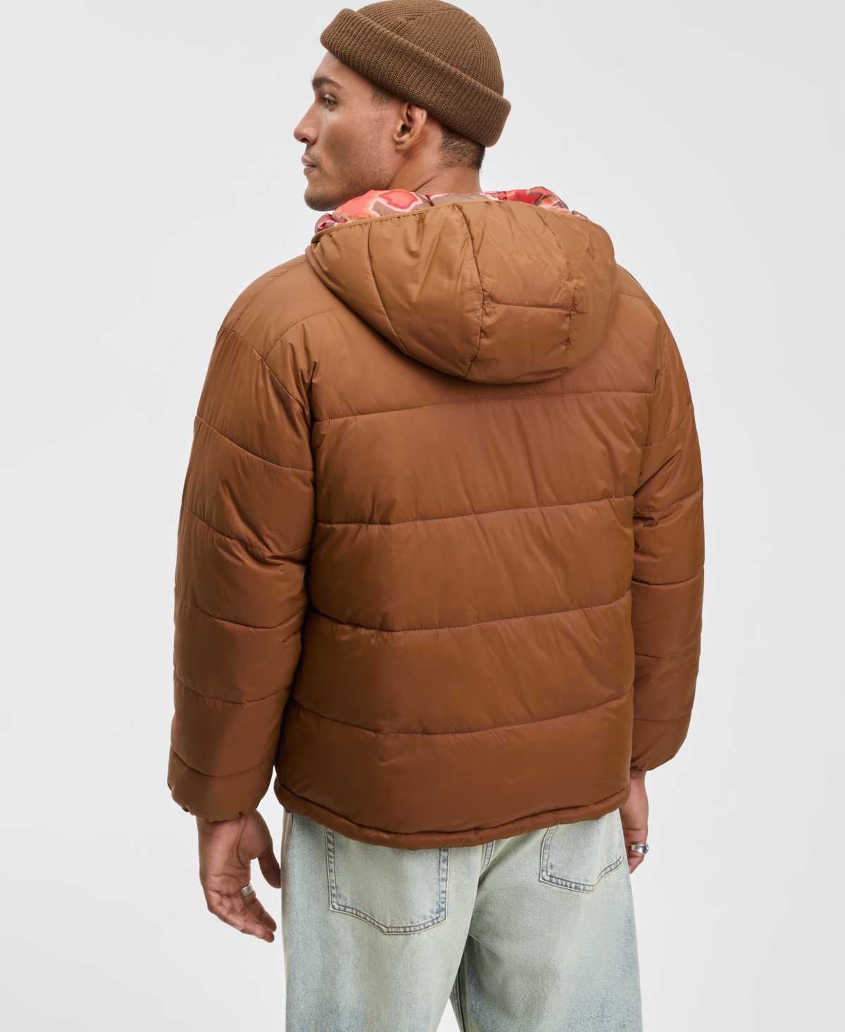 Mode Of One Men's Reversible Hooded Puffer Jacket, Macy's Exclusive In Brown