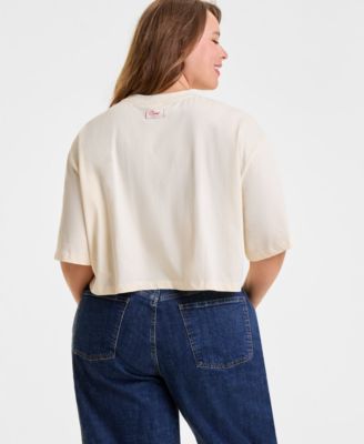 Plus Size Mickey Mouse & Minnie Mouse Cropped Short-Sleeve Tee, Macy's Exclusive