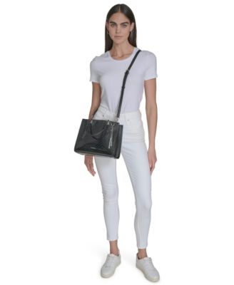 Verne Signature Embossed Convertible Satchel with Charm