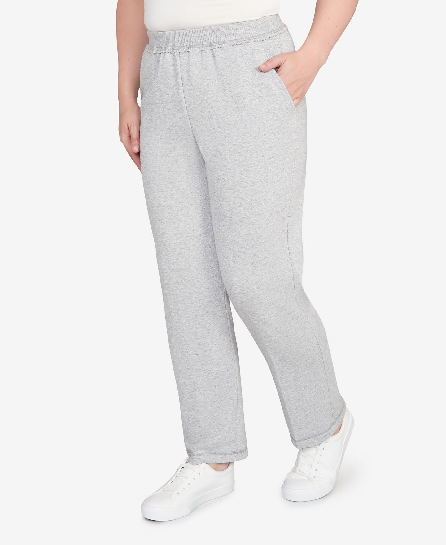 Женские брюки Alfred Dunner Casual Vibe Cozy Medium Length Slant Pocket, цвет: Жемчужный меланжевый — фото 2