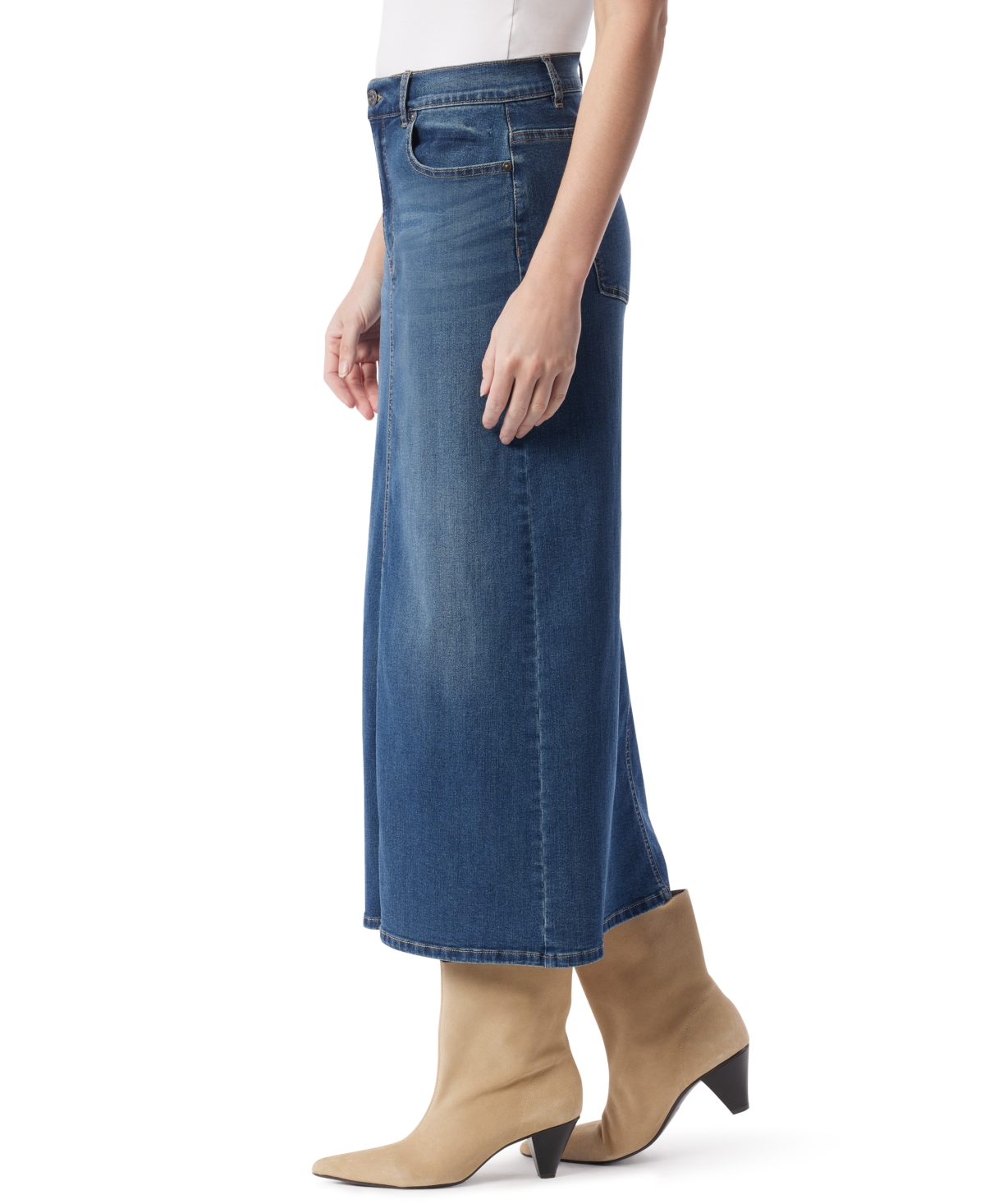 Gloria Vanderbilt Women's Petite Front-slit Denim Maxi Skirt In Blue
