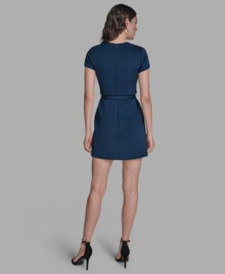 Women's Square-neck Belted Dress