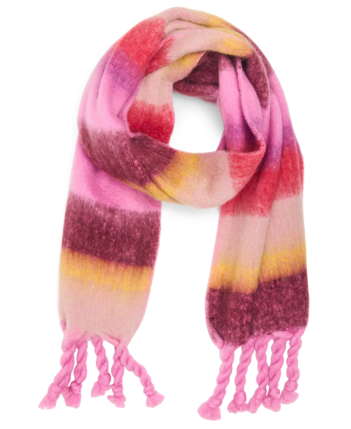 Steve Madden Women's Varsity Striped Fringe Scarf In Pink