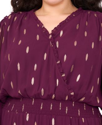 Plus Size Clip Chiffon Tiered Maxi Dress