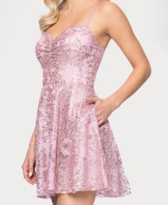 Juniors' Pinch Glitter Party A-Line Short Dress