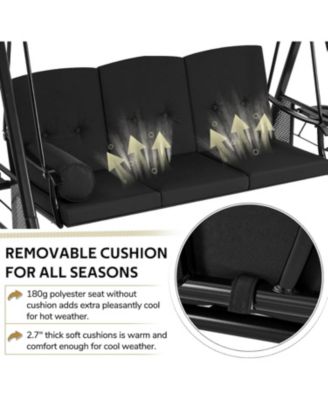 3-Seat Porch Swings with Adjustable Canopy