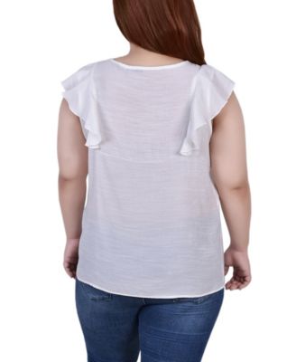 Plus Size Sleeveless Lace Yoke Top