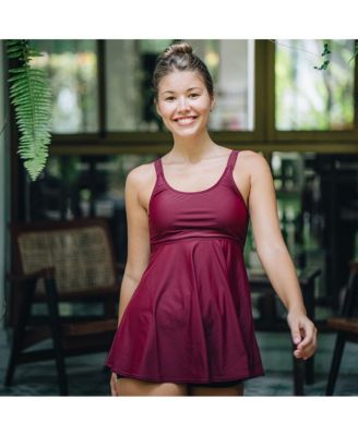 Plus Size Amber Flared Tankini Swim Top With Adjustable Straps and Removable Cups