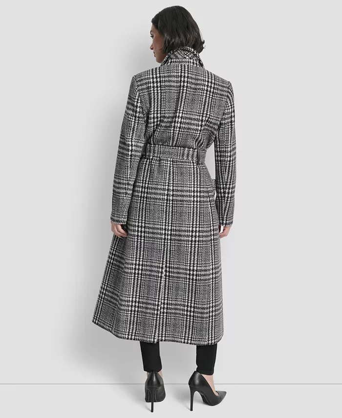 Women's Notch Collar Belted Wrap Coat - thumbnail 8