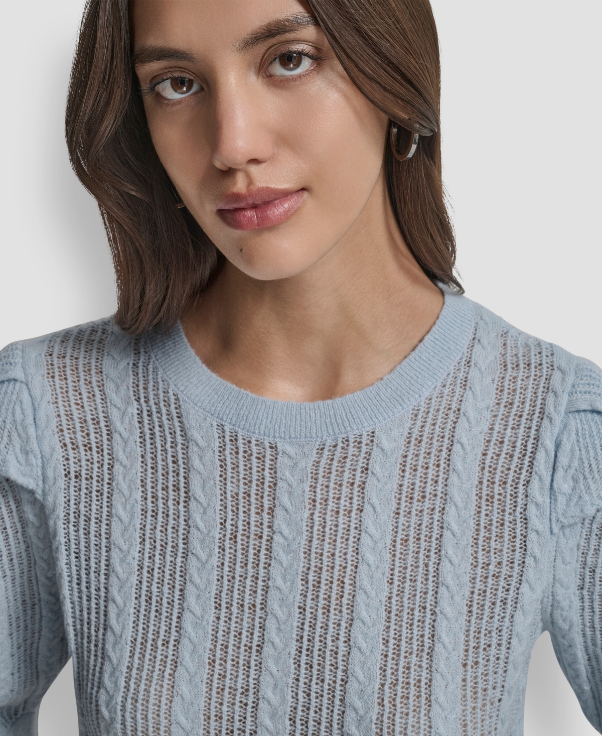 Dkny Jeans Women's Mixed Stitch Puff-Sleeve Sweater