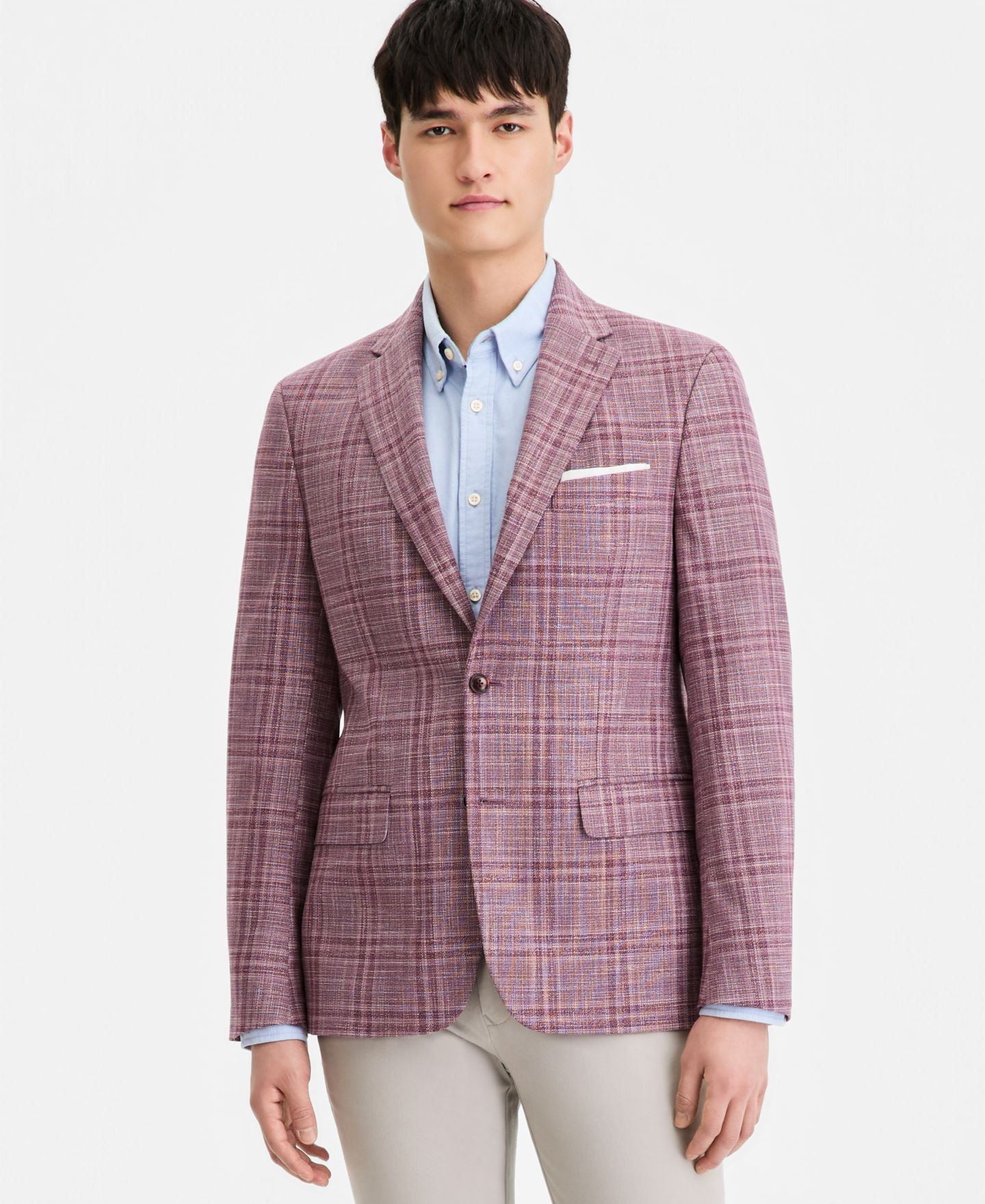 Мужской пиджак Tommy Hilfiger Modern-Fit Patterned Blazer, цвет: Ягодный — фото 1