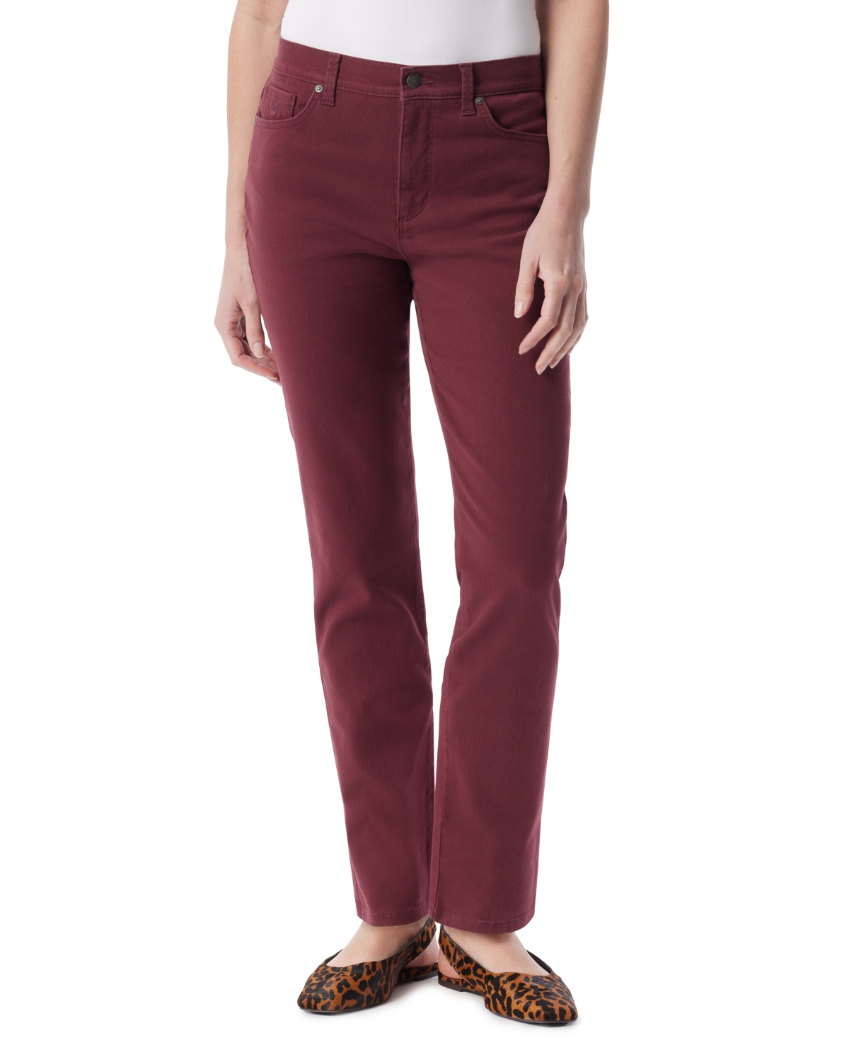 Gloria Vanderbilt Women's Amanda Straight Jeans In Burgundy