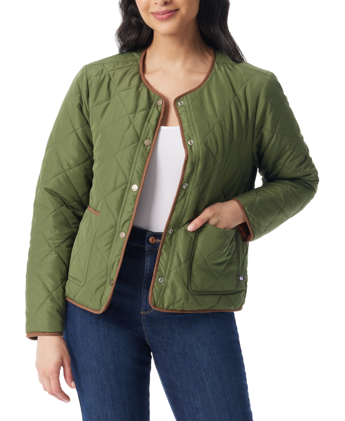 Gloria Vanderbilt Women's Quilted Reversible Jacket In Green