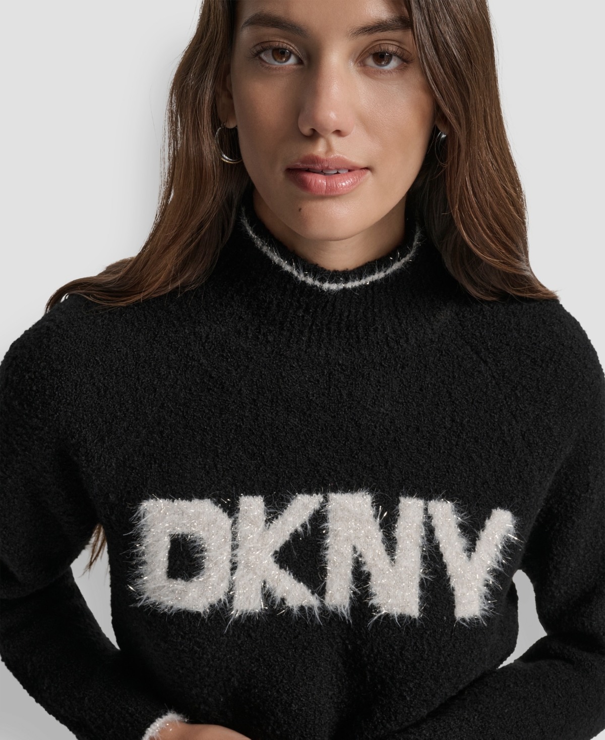 Dkny Jeans Women's Tinsel Logo Detail Sweater In Black