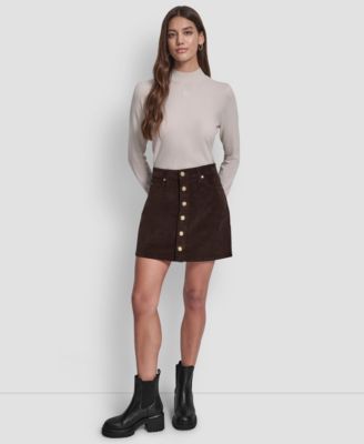 Women's High Rise Button Front Mini Skirt