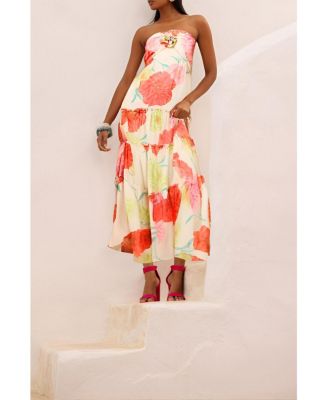 Women's Rosette Detail Halterneck Midi Dress