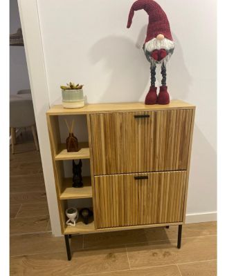 - 2-Drawer Shoe Cabinet in Solid Wood and Metal Exotic Boho Entry