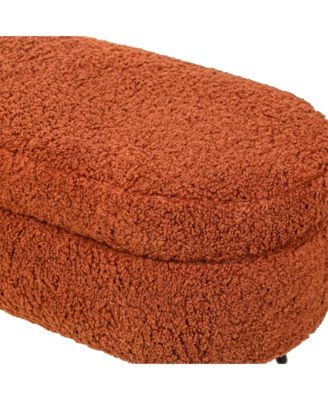 - Terracotta Boucl&eacute; Storage Bench Modern Design Style Upholstery Entry