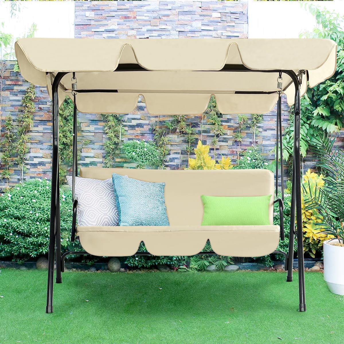 Aecojoy 3-Seat Outdoor Patio Swing Chair