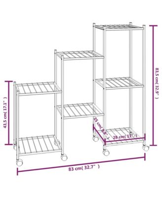 Flower Stand with Wheels 32.7"x9.8"x32.9" Black Iron