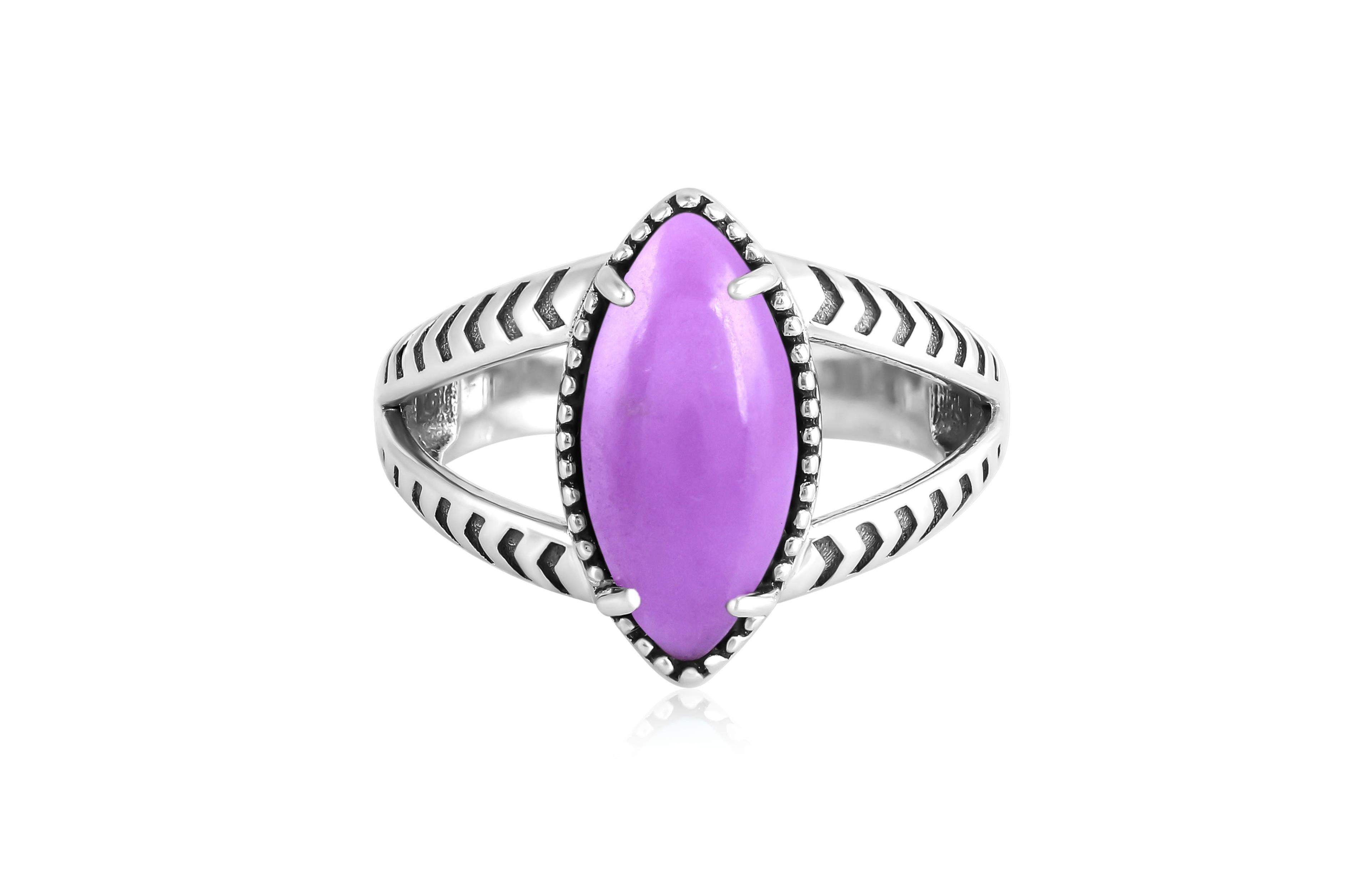 American West Jewelry Sterling Silver Phosphosiderite Marquise Split Shank Ring, Sizes 5 to 11