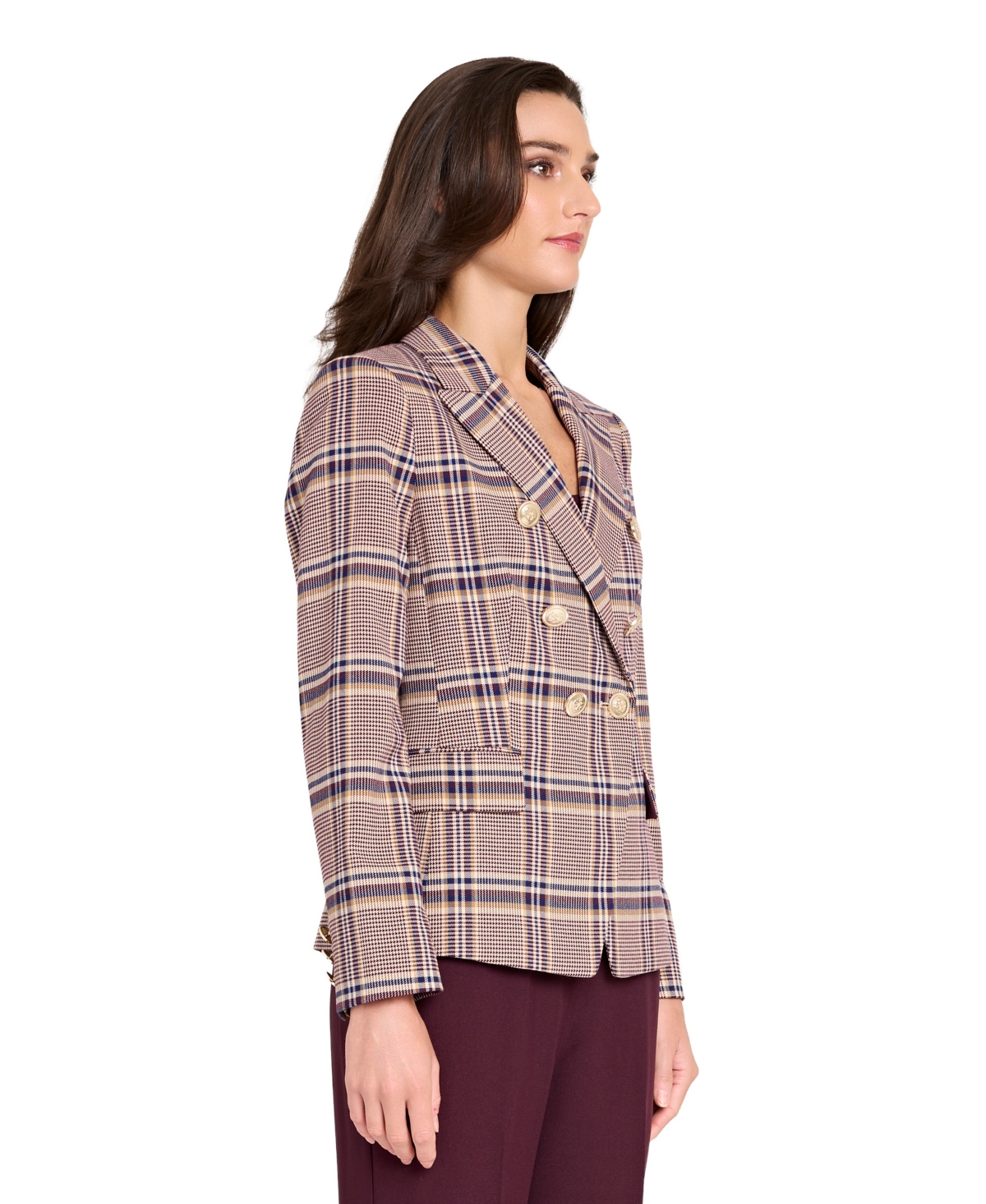 Tahari Asl Women's Plaid Double Breasted Blazer, Regular And Petite In Multi