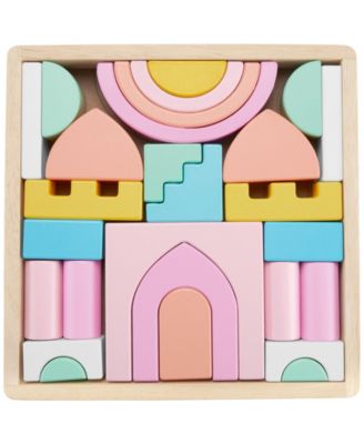 Toddler Toy Castle Block Set, 28 Wood Pieces