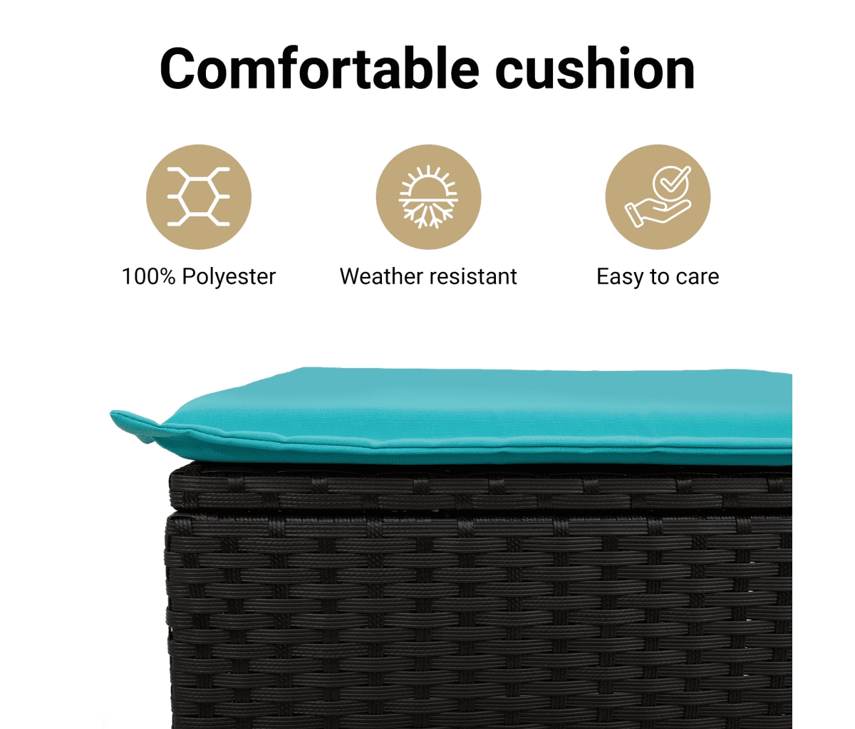 vidaXL Garden Sofa Black Pe Rattan Medium Modular Garden Sofa Square