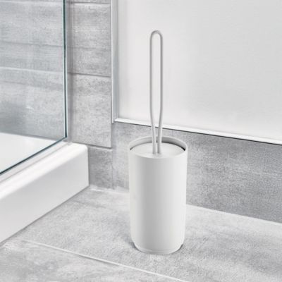 Stainless Steel Toilet Brush and Holder for Bathroom - Matte White