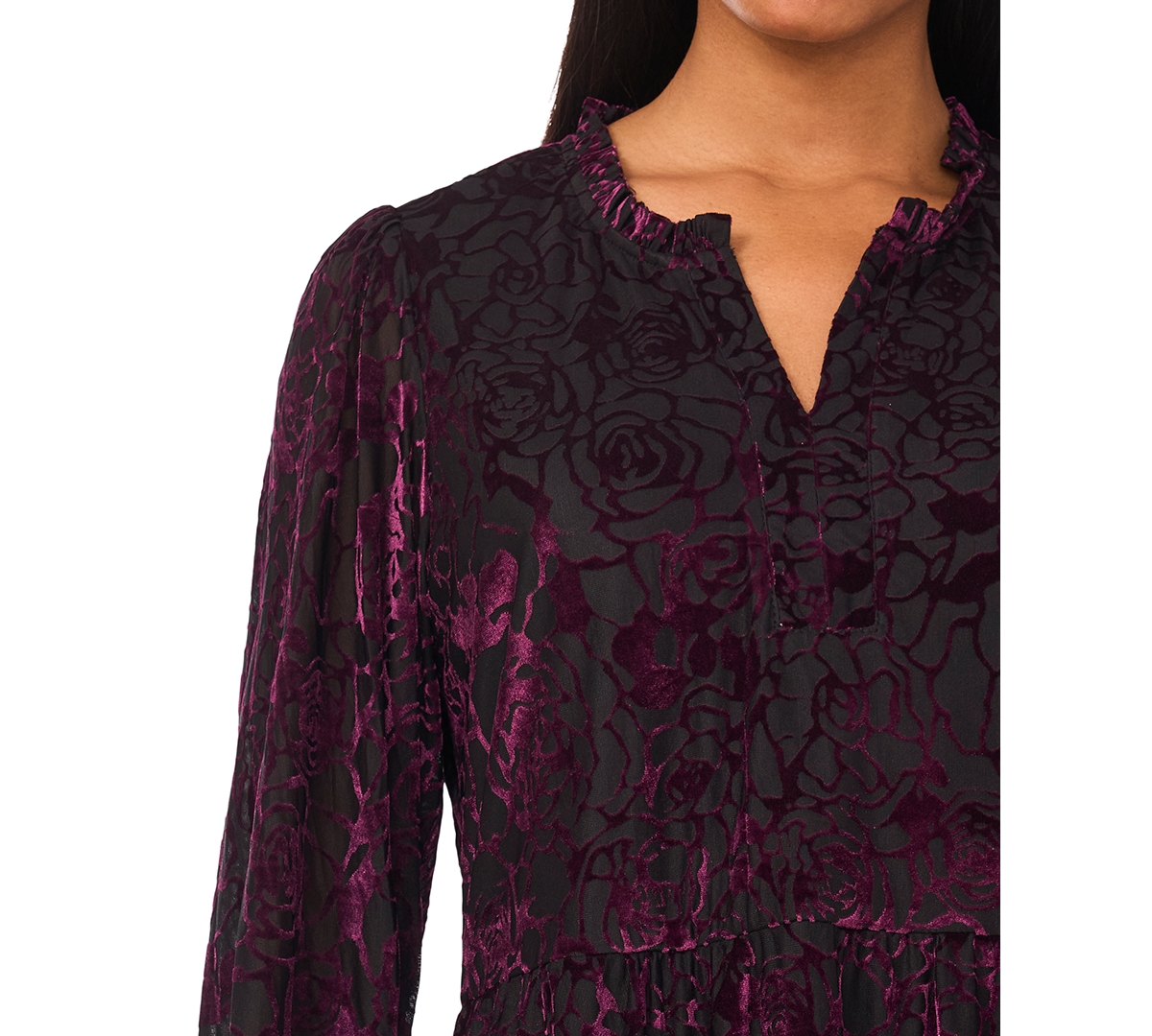 Msk Women's Long Sleeve Babydoll Dress In Purple