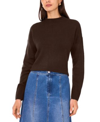 Women's Long Sleeve Mock Neck Rolled Hem Sweater