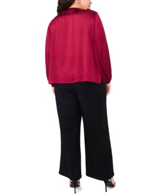 Plus Size Double Ruffle Front V-Neck Blouse