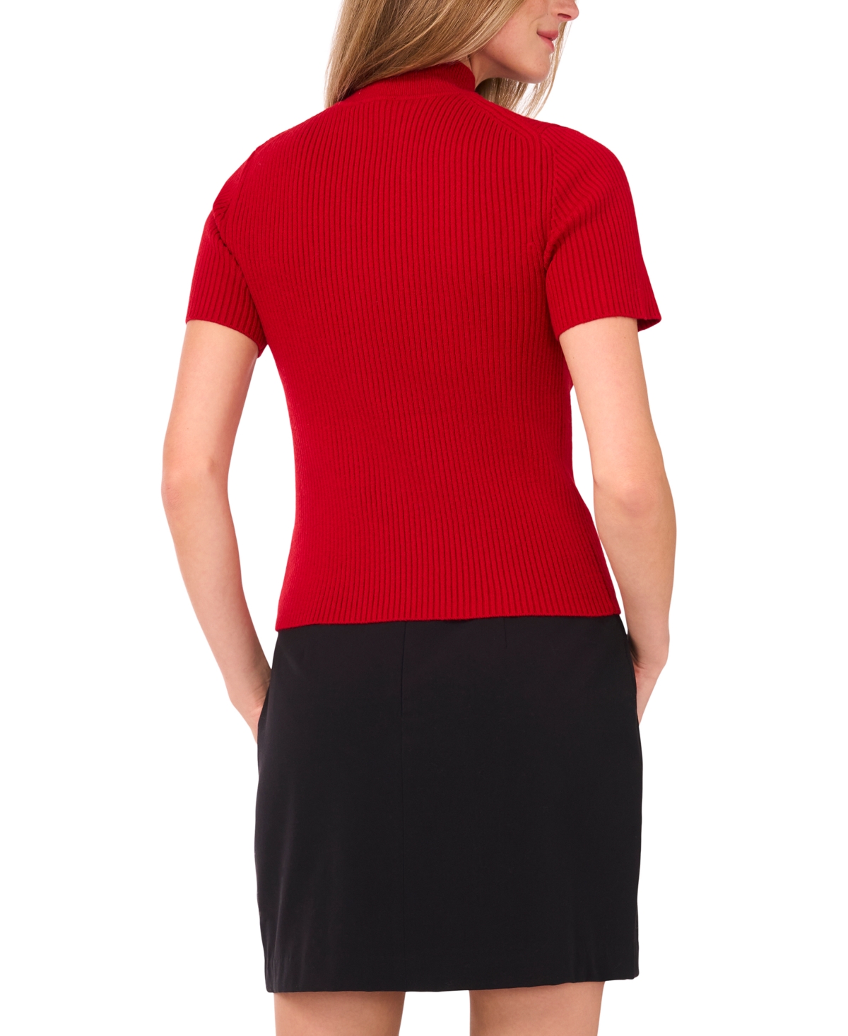 1.state Women's Short Sleeve Turtleneck Sweater