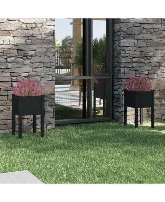 Garden Planter Set of 2 Solid Pinewood, 27.6" High