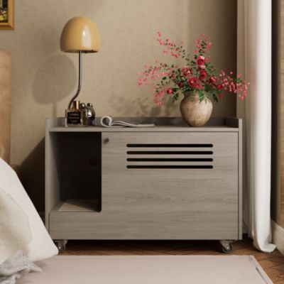 Gray Hidden Litter Box Cabinet Storage Bench