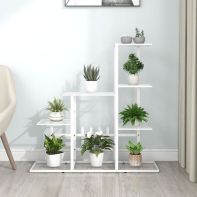 Plant Stand White Metal Medium Durable Flower Stand