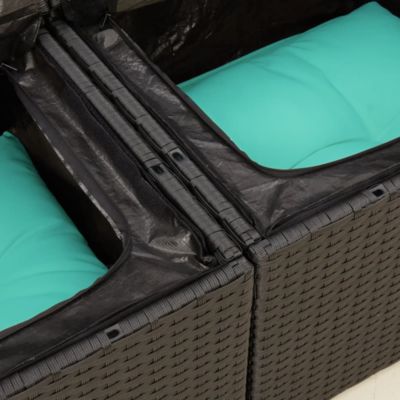 Garden Sofa Black Poly Rattan 2-Seater Adjustable Feet