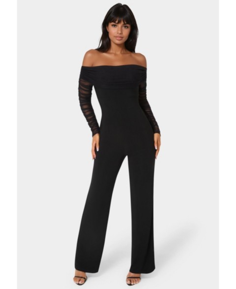 Женские Bebe Women's Off Shoulder Ruched Jumpsuit