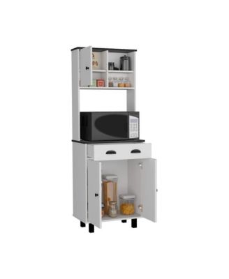 66.6"H x 23.6"W Laminated Particle Board 2 Cabinets, Drawer, Open Shelves Kitchen Pantry Cabinet