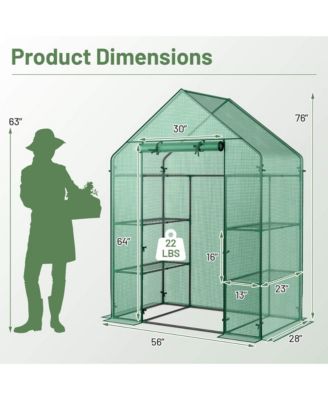 Portable Mini Walk In Outdoor 4 Tier 8 Shelves Greenhouse