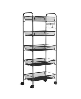 5 Tier Storage Rack Trolley Cart Home Kitchen Organizer Utility Baskets