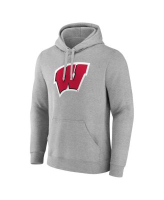 Men's Gray Wisconsin Badgers Primary Logo Pullover Hoodie