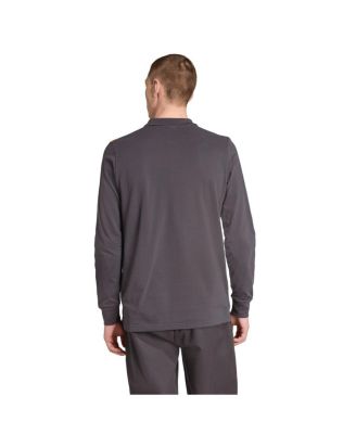 Men's Gray Manchester United Terrace Icons Long Sleeve Polo Shirt