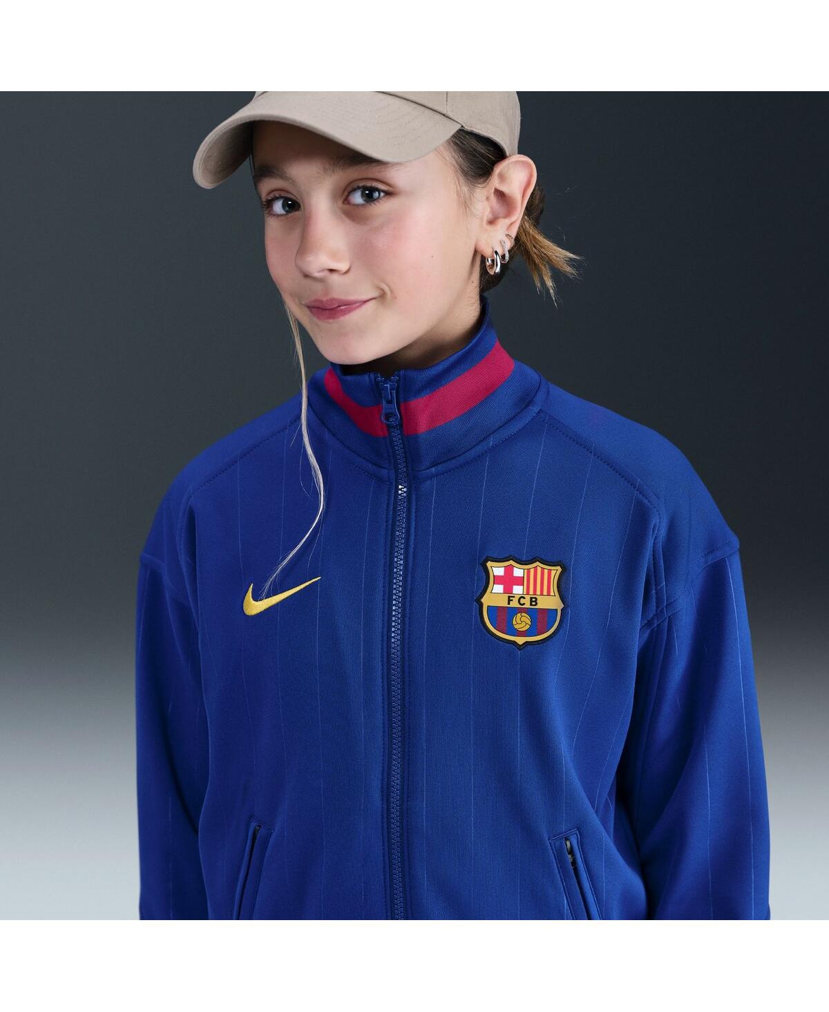 Nike Big Boys And Girls Blue Barcelona 2025/26 Home Academy Pro Anthem Performance Full-zip Jacket In Blue
