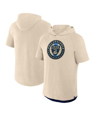 Fanatics - Men's Gold Philadelphia Union Hat Trick Stadium Slub Raglan Short Sleeve Pullover Hoodie