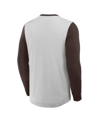 Men's Gray/Brown San Diego Padres Clubhouse Long Sleeve Henley Shirt
